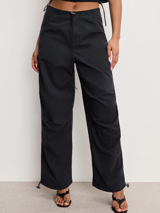 Good American Other - GOOD AMERICAN Black Twill Parachute Pants Women's Drawstring Hem